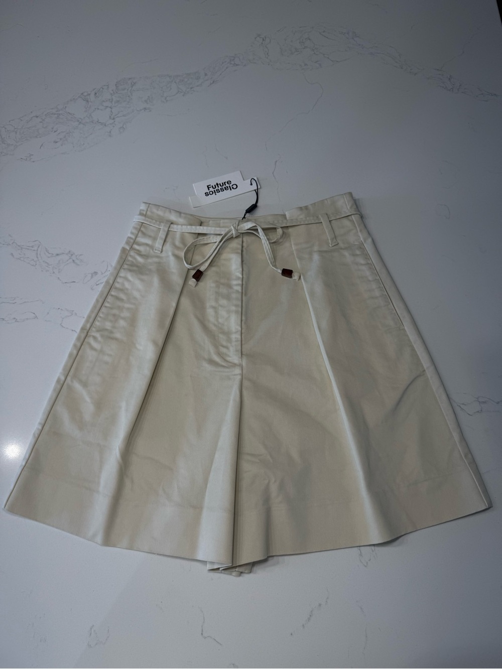 Future Classics Cream Pleated Shorts with Tie Waist